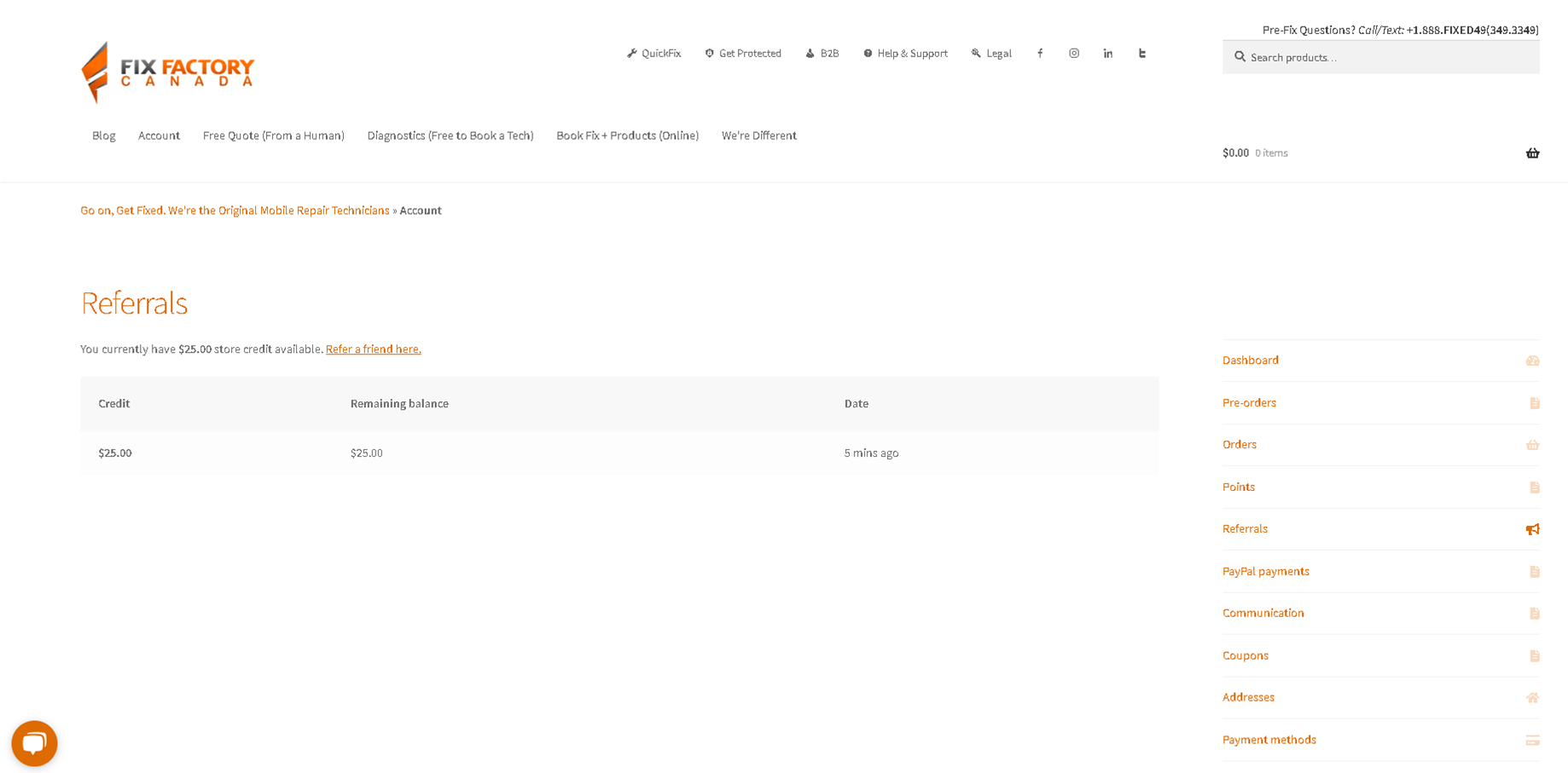 Account Referrals Credit Automatic - Fix Factory Canada