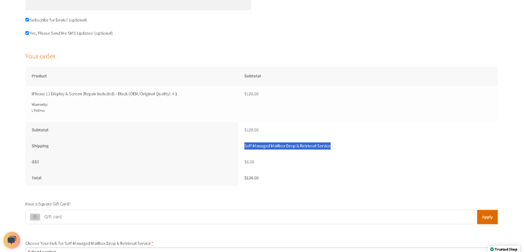 Confirm Shipping Options