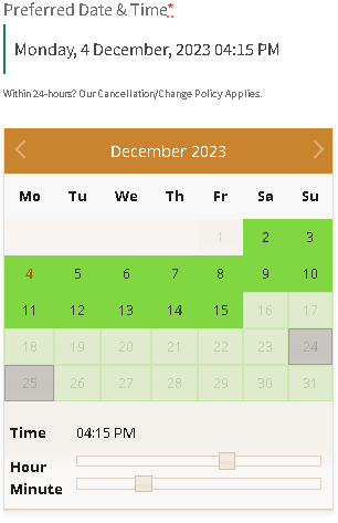 Select Preferred Date and Time