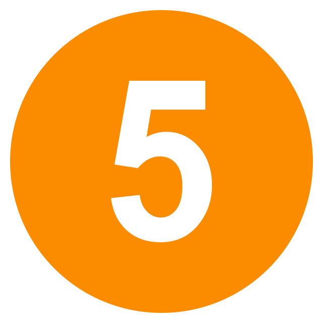circle orange number 5